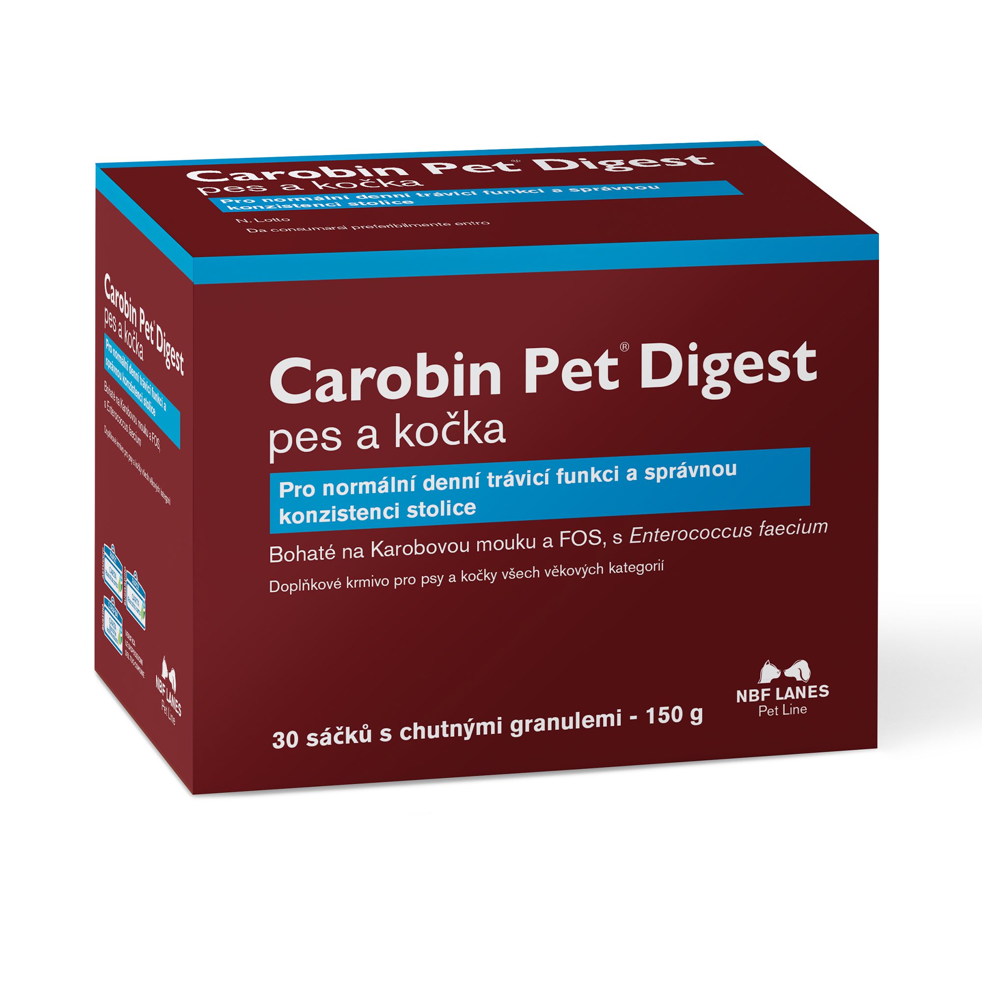 Carobin Pet Digest Pes a kočka 30 sáčků s chutným práškem - efektivní podpora trávení
