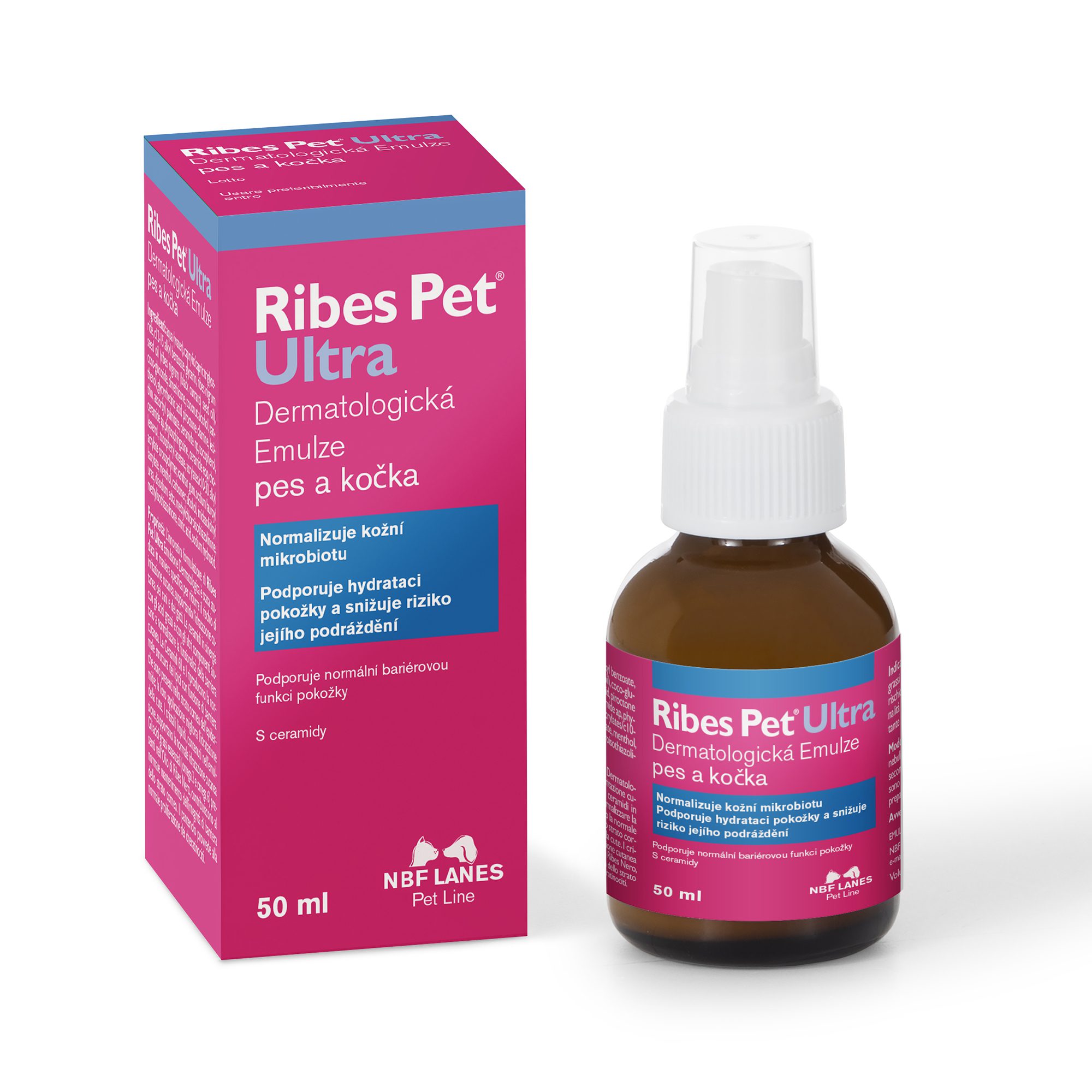Ribes Pet Ultra dermatologická emulze Pes a kočka – s ceramidy pro zklidnění podrážděné kůže